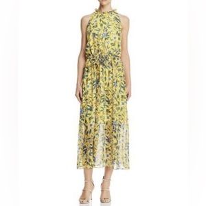 Sam Edelman Yellow Floral Sheer Layered Maxi Dress